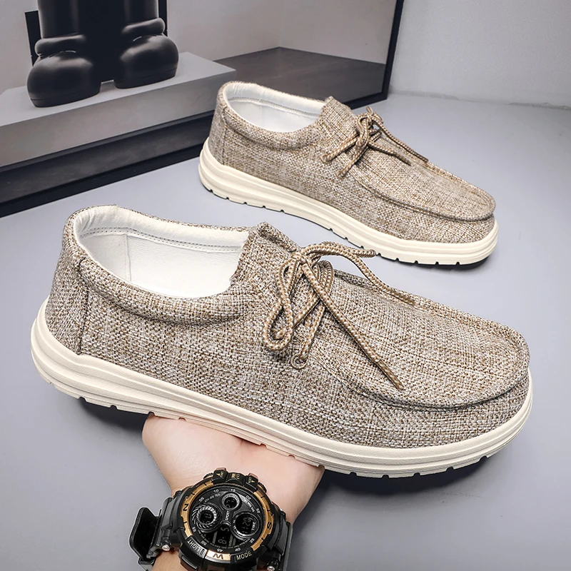 Men Canvas Shoes Espadrilles Summer 2023 Breathable Casual Shoes Men Loafers Comfortable Ultralight Slip on Lazy Loafers Shoes