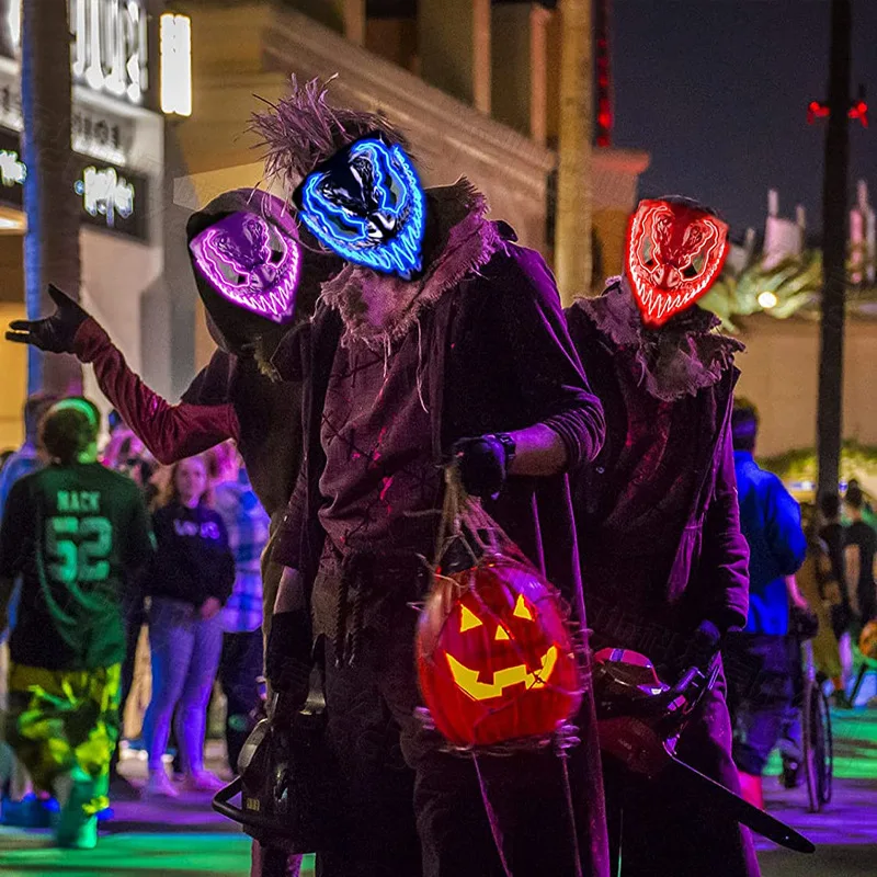 หน้ากากเรืองแสงสยองขวัญสำหรับวันฮาโลวีน หน้ากากเต็มหน้าตลกๆ ของขวัญสุดสร้างสรรค์ เสื้อยืดผู้หญิงจากจีน แบบปกติ ผ้าบาง