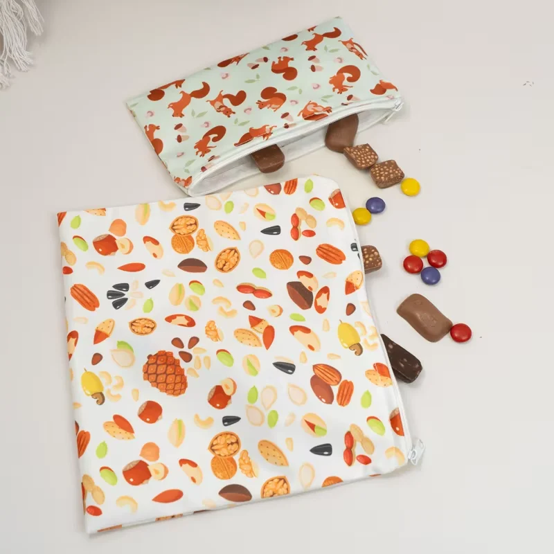 Sac humide lavable réutilisable 3 pièces-tissu en Carton, Anti-fuite pour le rangement des couches de bébé et organisateur de collations |   Sac de collation, sac sec et humide