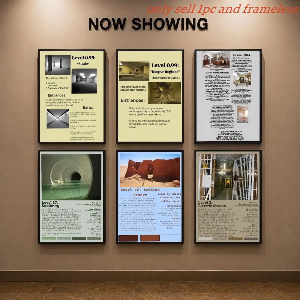 E-Escape the Backrooms Horror Concept level Poster Painting Prints Wall Art Picture Film Room Home Bar Cafe Decor Mural