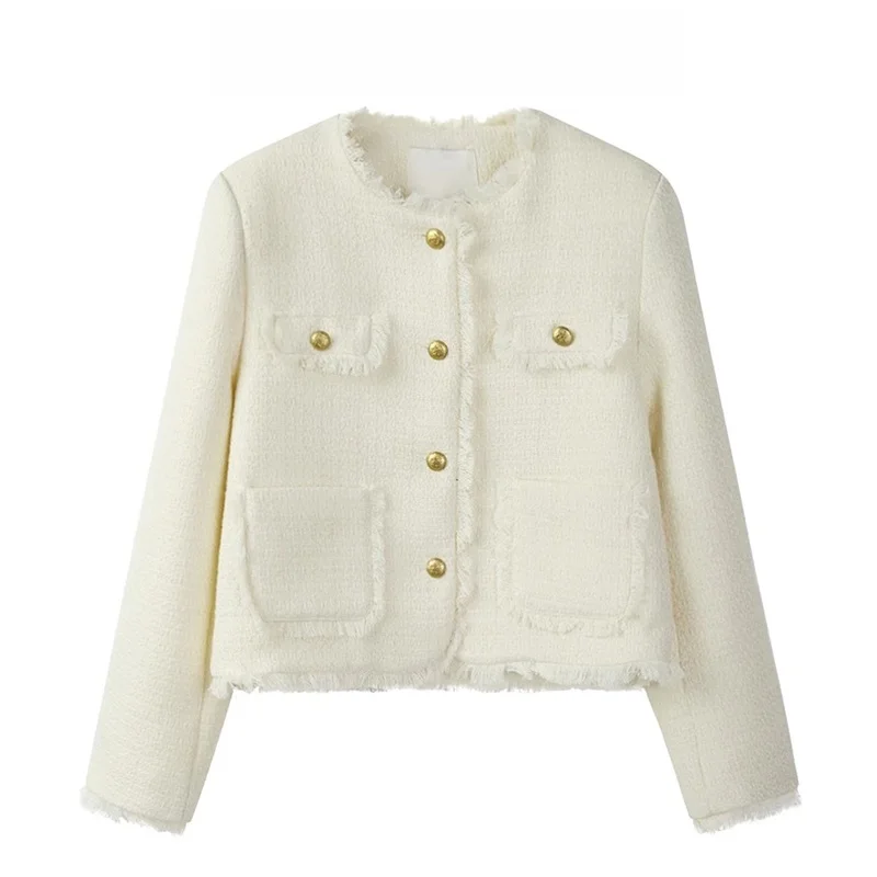 

Повседневное длинное пальто Snow White с круглым вырезом и длинными рукавами, женское универсальное модное пальто из полиэфирного волокна на одной пуговице, осень 2023