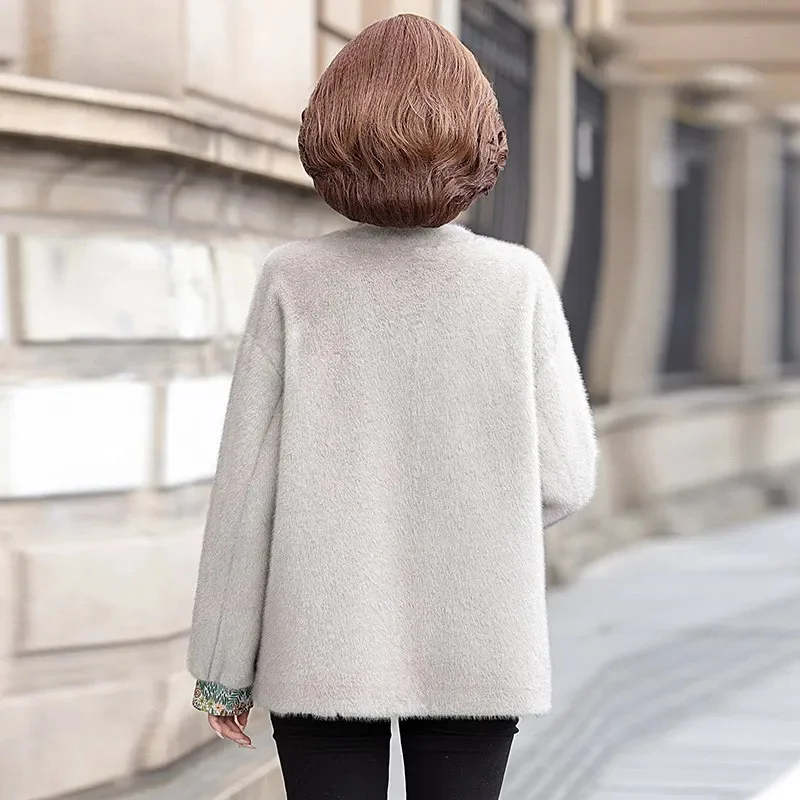 Middle aged Women Fur Coat New Imitation Mink Fur Overcoat High-end Artificial Mink Fur Coats Middle aged Mother Winter Outcoat