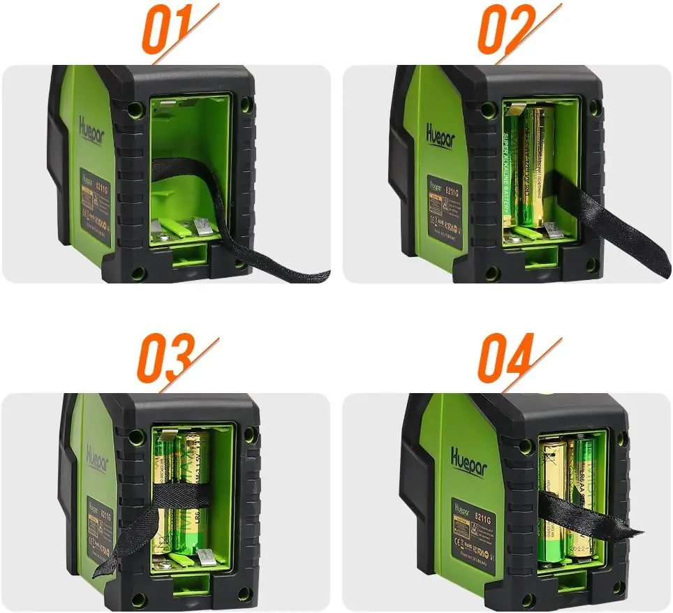 Imagem -04 - Huepar-nível Profissional de Raio Verde Laser Linha Cruzada Pontos de Prumo Alinhamento Auto-nivelante Multiuso de 130 ° 8211g