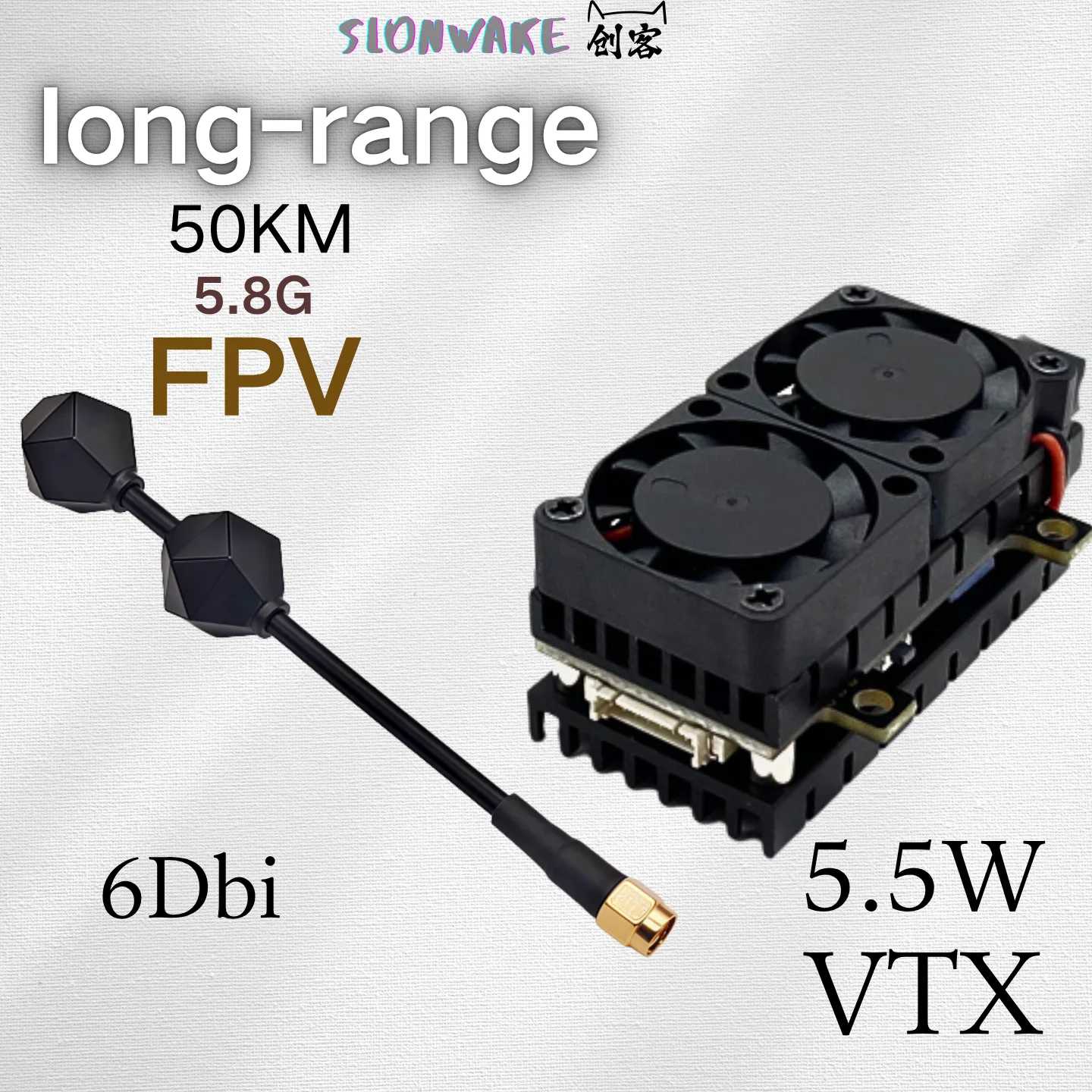 

DroneLong Rang5,8 ГГц FPV 5,5 Вт видеопередатчик VTX 48CH грибовидная двойная антенна с круговой поляризацией RHCP 6Dbi RC Quadcopter