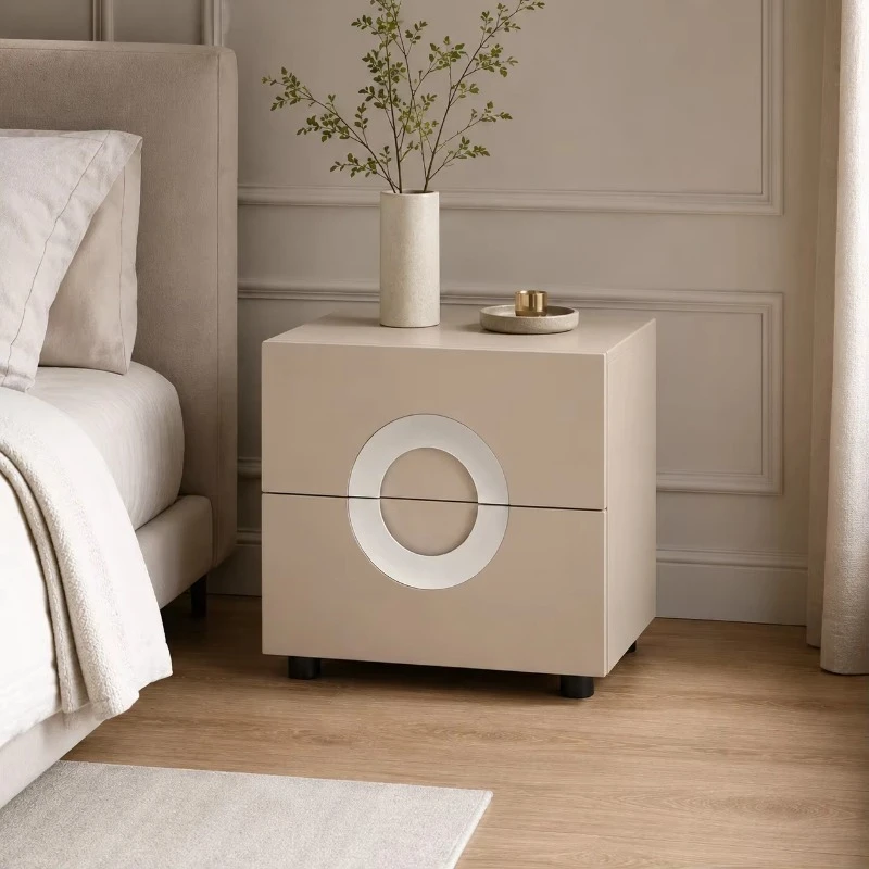 Modern lacquered wood two-drawer bedside table bedside table bedroom