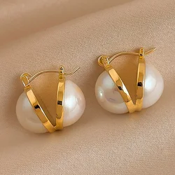 New French Temperament White Pearl Ear Buckle Fashion Elegant Double Sided Pearl Ear Buckle