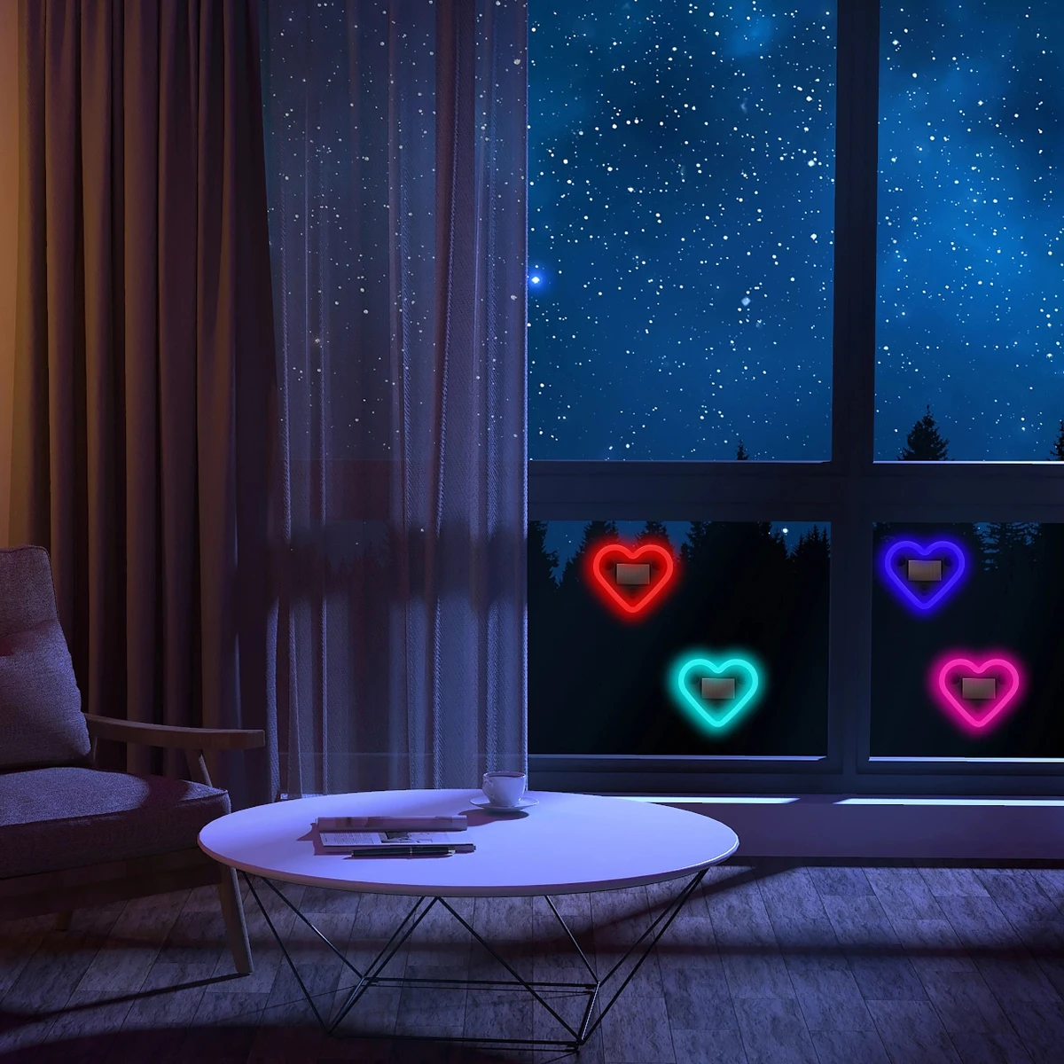 1 قطعة تعمل بالطاقة الشمسية USB على شكل قلب Led مصباح لتهيئة الجو للسيارات الجبهة الخلفية Windowsheid مصباح لجهاز الاستشعار غرفة نوم ضوء الليل #5