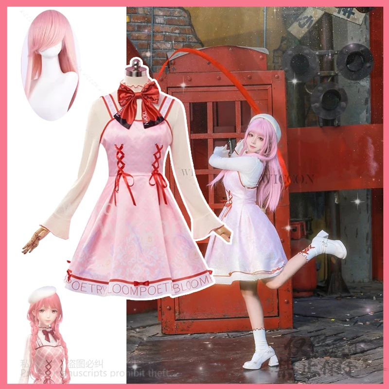 Anime Game Infinity Nikki Cosplay Lolita Pink Dress Nikki Wigs For Girls Woman For Halloween Christmas Party Gifts Customized