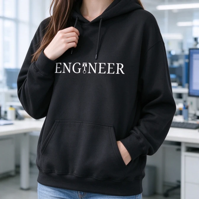 Engineer Hoodie Engineering Sweatshirt Gift Student Apparel Tech Joke Top Casual Streetwear Unisex STEM Wrench Symbol Shirt