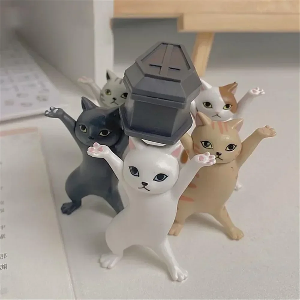 Anime Levantando As Mãos Dançando Modelo De Gato, Enfeites De Gato, Figuras De Gato, Brinquedos Para Crianças Quarto S, Sala De Estudo, Brinquedos Infantis, 5Pcs