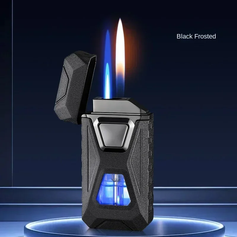 Metal Windproof Cigar Lighter Jet Torch Gas Two Types Flames Unusual Lighters Smoking Accessory Butane Gadgets for Men