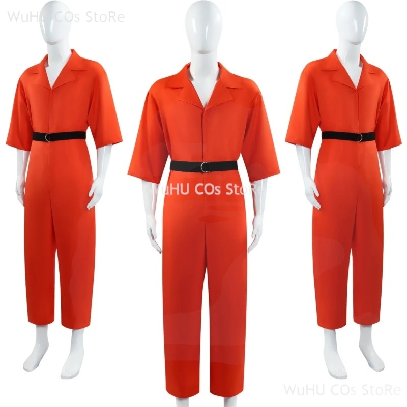 Luigi Same Style Cospay Nicholas Orange Prisoner's Uniform Arrest clothing jumpsuit one-piece Fans Outfit Men Women Halloween