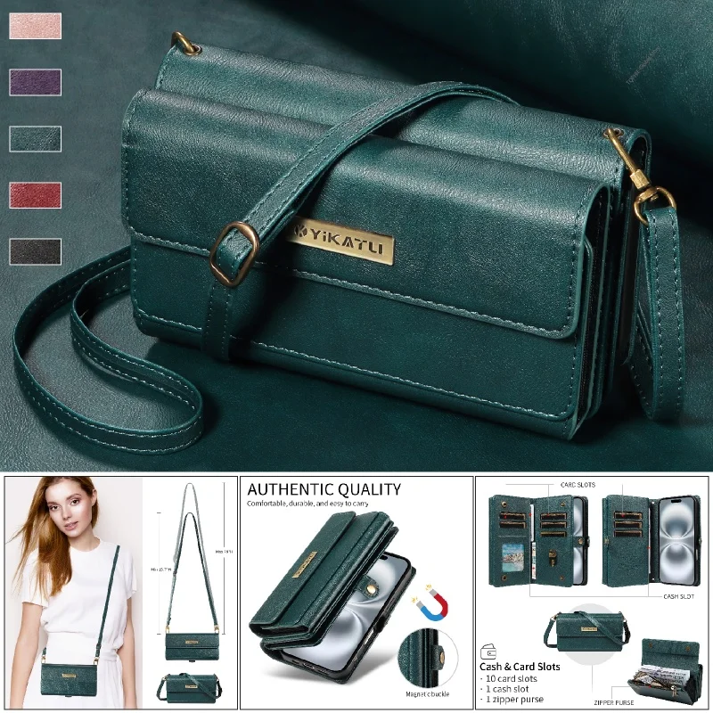 

Кожаный чехол-кошелек с несколькими картами и плечевым ремнем для телефона для iphoone 11, 12, 13, 14, 15, 16, 17 Pro MAx Plus 12 13 Mini 16E 17Air Cover