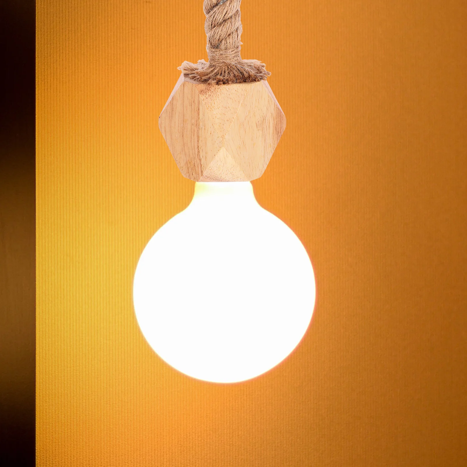 

Retro Wooden Pendant Kit Natural Hemp Rope Rubber Wood Lamp Socket Hanging Fixture For Living Room Bedroom Decor Pendant Light