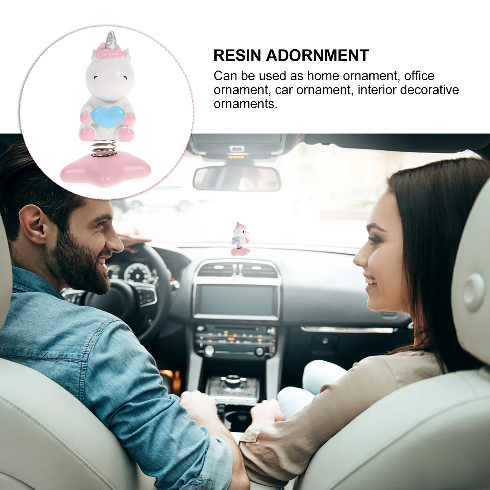 

Cute Unicorn naments Eco Friendly Resin Car Dashboard Decoration Office Desk Shaking Head Figurine Gift Cartoon Decor