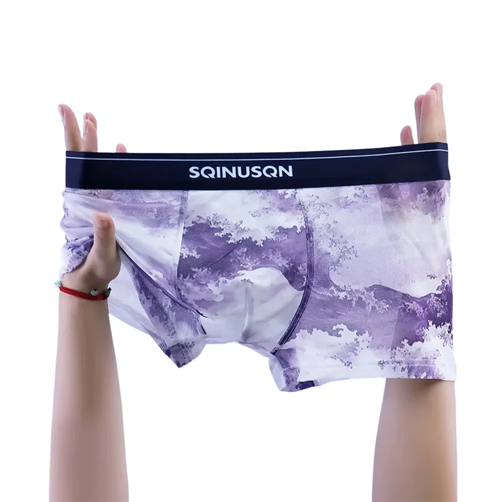 For Everyday Wear Men's Panties Mesh Underwear For Daily Use Brown Sexy Printed Boxer Shorts Brand New Condition