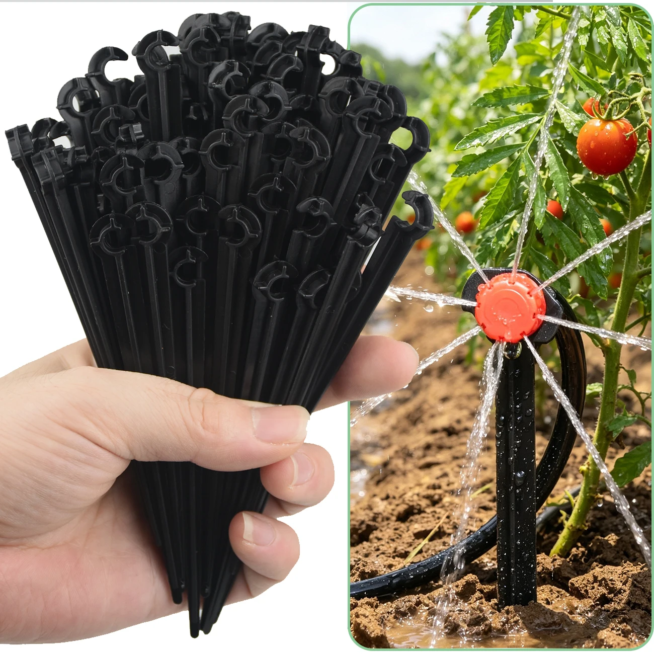 KESLA 50-500 Stück Garten-Schlauchhalterungen 4/7mm 1/4" 11cm Stützen für Tropfbewässerungs-Set Schlauch für Bonsai Pflanzen Blumen