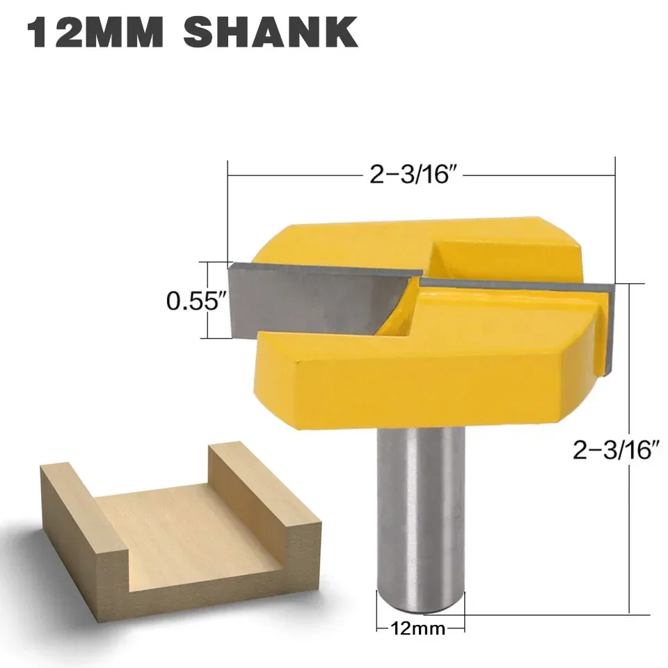 1PC 12MM Shank Milling Cutter Wood Carving Cleaning Bottom Router Bits With 2-3/16 Cutting Diameter Surface Planing Router Bit