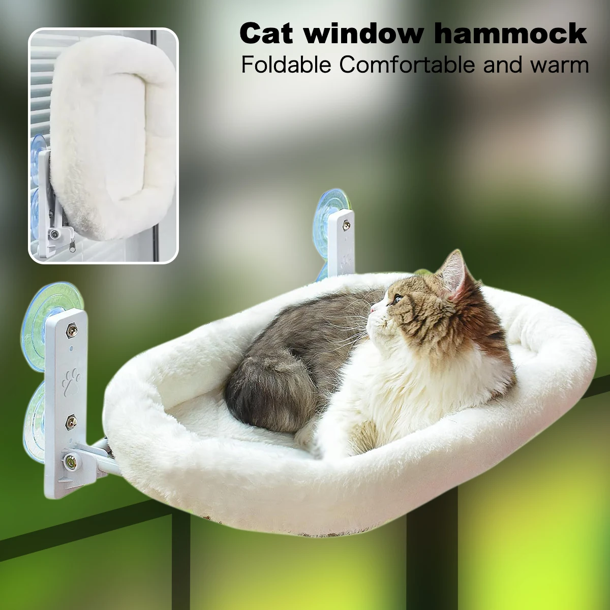 

Warm Foldable Cat Hammock Window Sunny Hanging Bed for Cats Pet Plush Reversible Cover House W/ Strong Suction Cup Cat Supplies