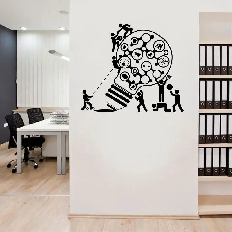 Pegatinas de pared de vinilo para oficina, Ideas de bombillas de trabajo en equipo creativas, pegatinas de trabajo en equipo de oficina, pegatinas decorativas modernas, Art Deco Bg05