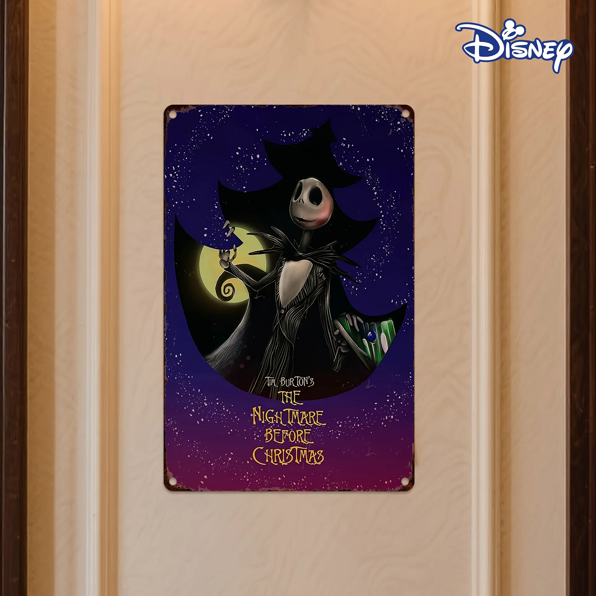 1 قطعة كابوس تيم بيرتون قبل عيد الميلاد جاك سكيلينجتون علامة معدنية من القصدير ، 20.32 × 30.48 سم ، ديكور معلق على الحائط حديدي متين #1