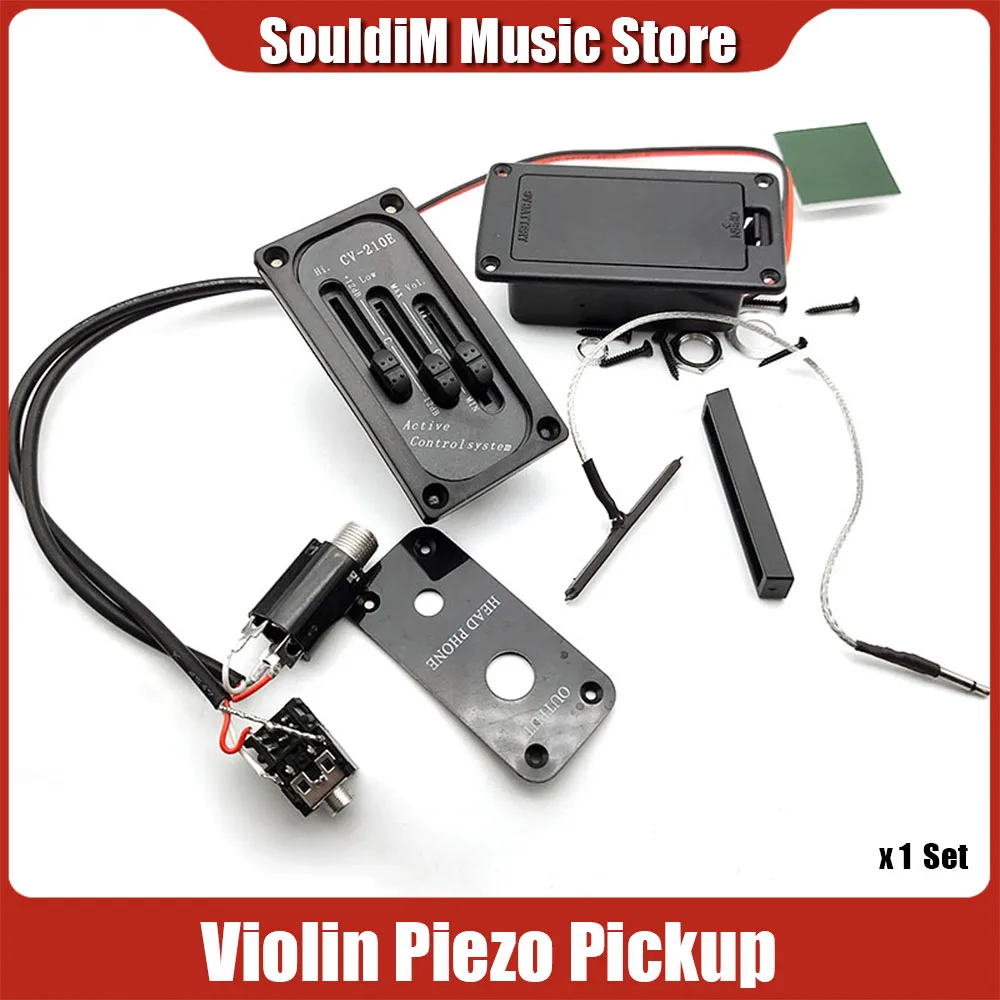 Violin Pickup Adjustable Bridge Saddle Pickup Piezo CV-210E for Electric Violin Pickup EQ Preamplifier