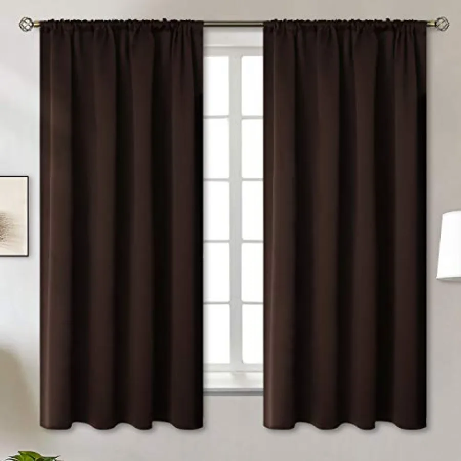 

out Curtains 63 Inch Long for Bedroom - Thermal Insulated Window Drapes with Rod Pocket Room Darkening for Living Room, 42 x 63