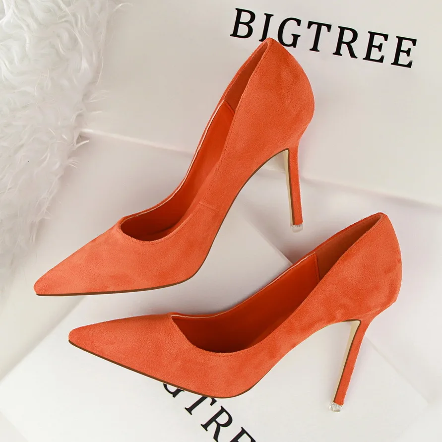 

new pattern Edition Fashion Simple High Heel Shallow Mouth Pointed Suede Sexy Slim Women's Singles Shoes Women Pumps Ladies