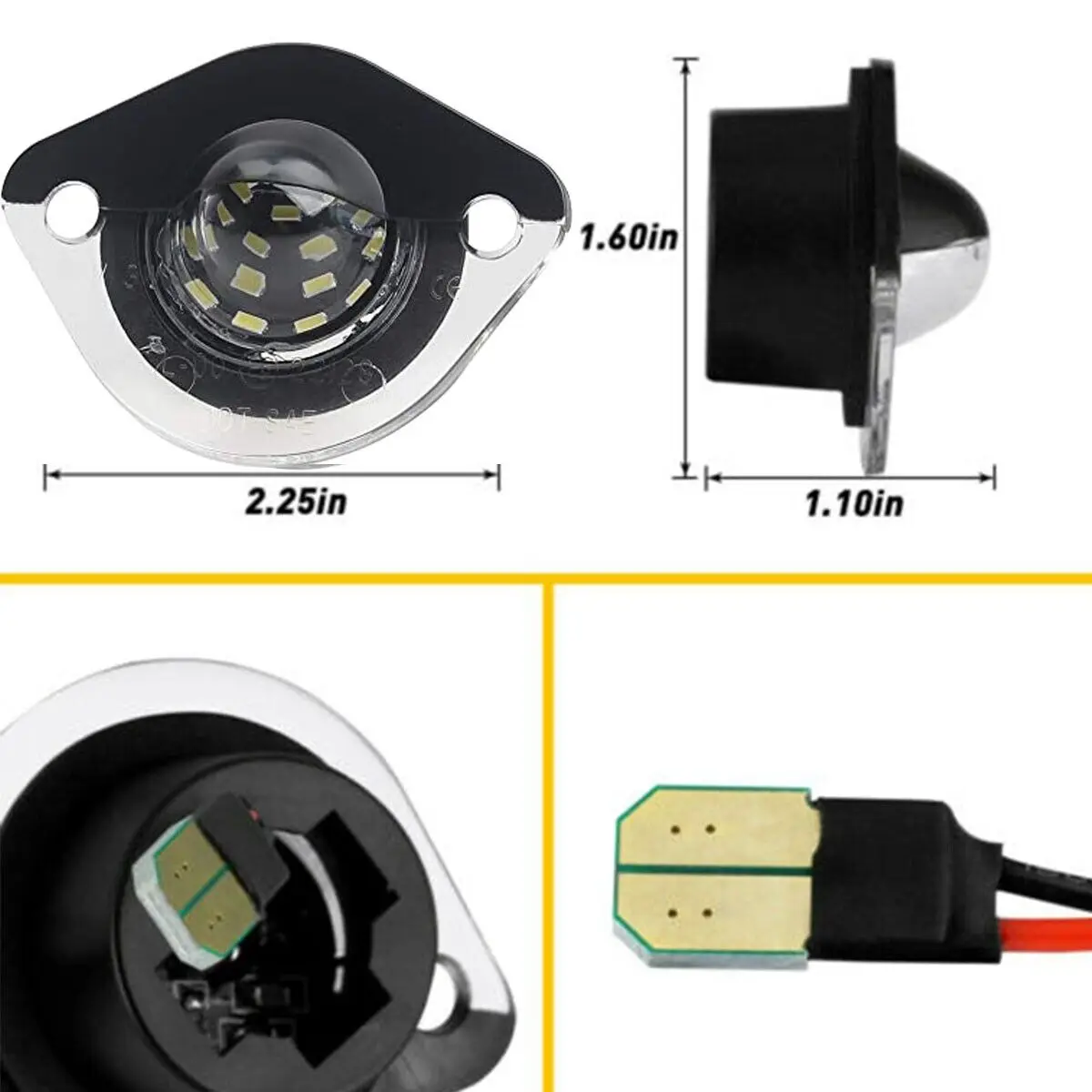 2Pcs White LED License Plate Lights Number Plate Lamp For Ford Mustang GT 1994 1995 1996 1997 1998 1999 2000 2001 2002 2003 2004
