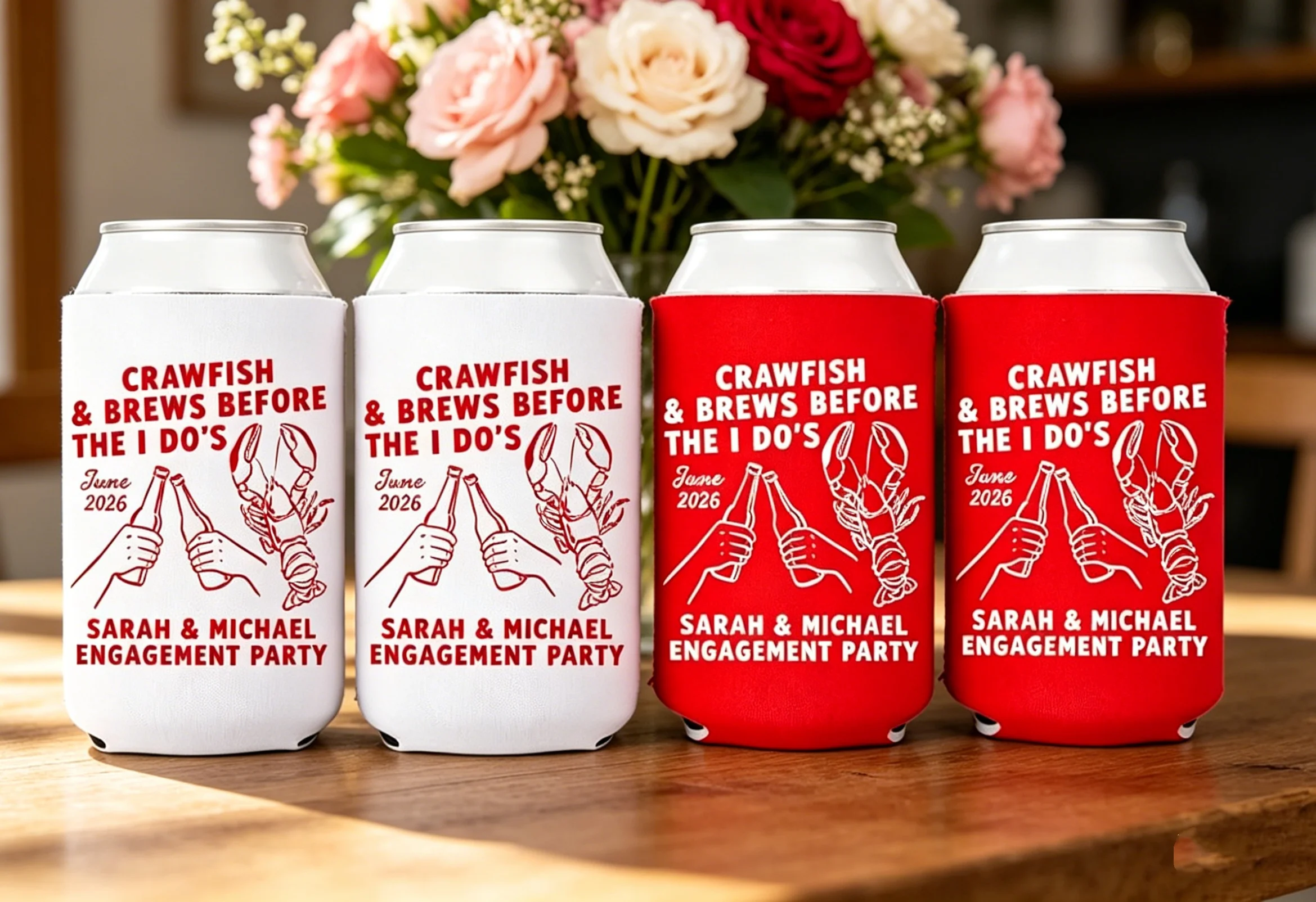 

10/20/30pcs Personalized Crawfish & Brews Before The I Do's Bachelorette Can Coolers, Custom Crawfish Boil Bachelorette Party