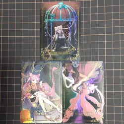 DIY  Sailor Moon Lady Black Flash Card A Set of Three Sheets Anime Peripheral Game Collection Card Holiday Gift