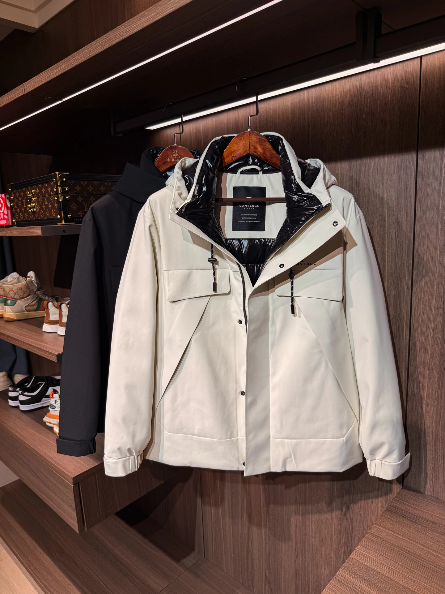 

Men's Thi down Jaet Waterproof Windproof Outdoor Winter Coat White Du down Filling Casual Sle Long Sve Zipper Closure