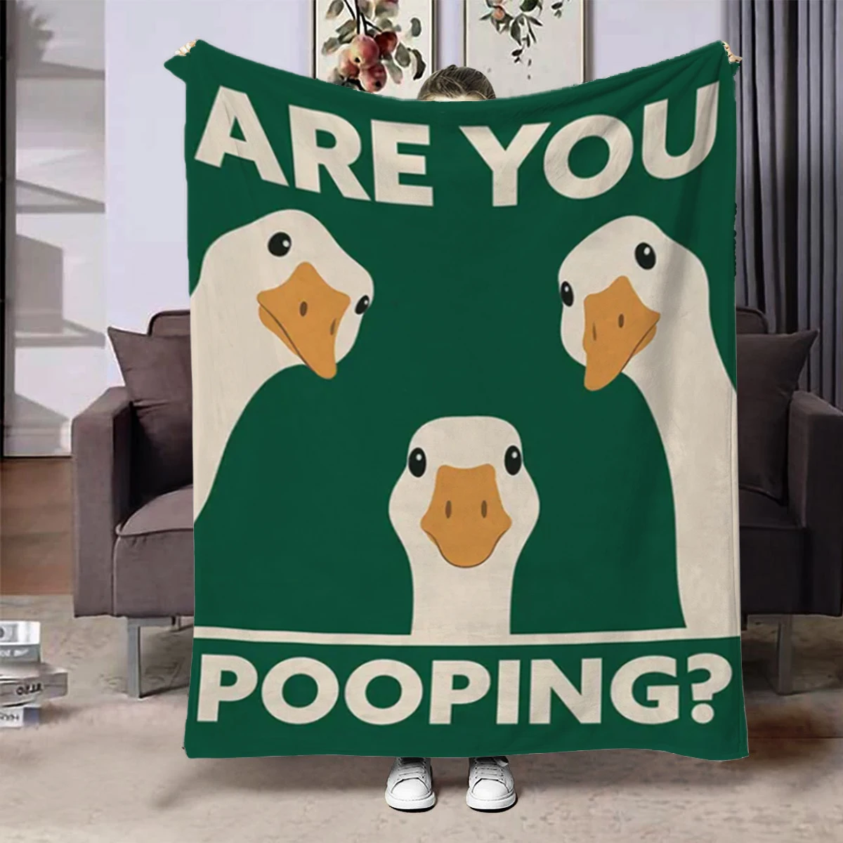 „WERDEN YOU POOPING“ Flanell-Überwurfdecke mit kreativem Aufdruck, superweiche, gemütliche Decke für Sofa und Nickerchen, Heimdecke, perfektes Geschenk für Sie
