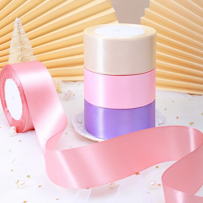 25 Yards/Roll 4cm Satin Ribbons For Crafts Bow Knot Rose Flower DIY Handmade Gift Wrapping Christmas Wedding Decoration Ribbon