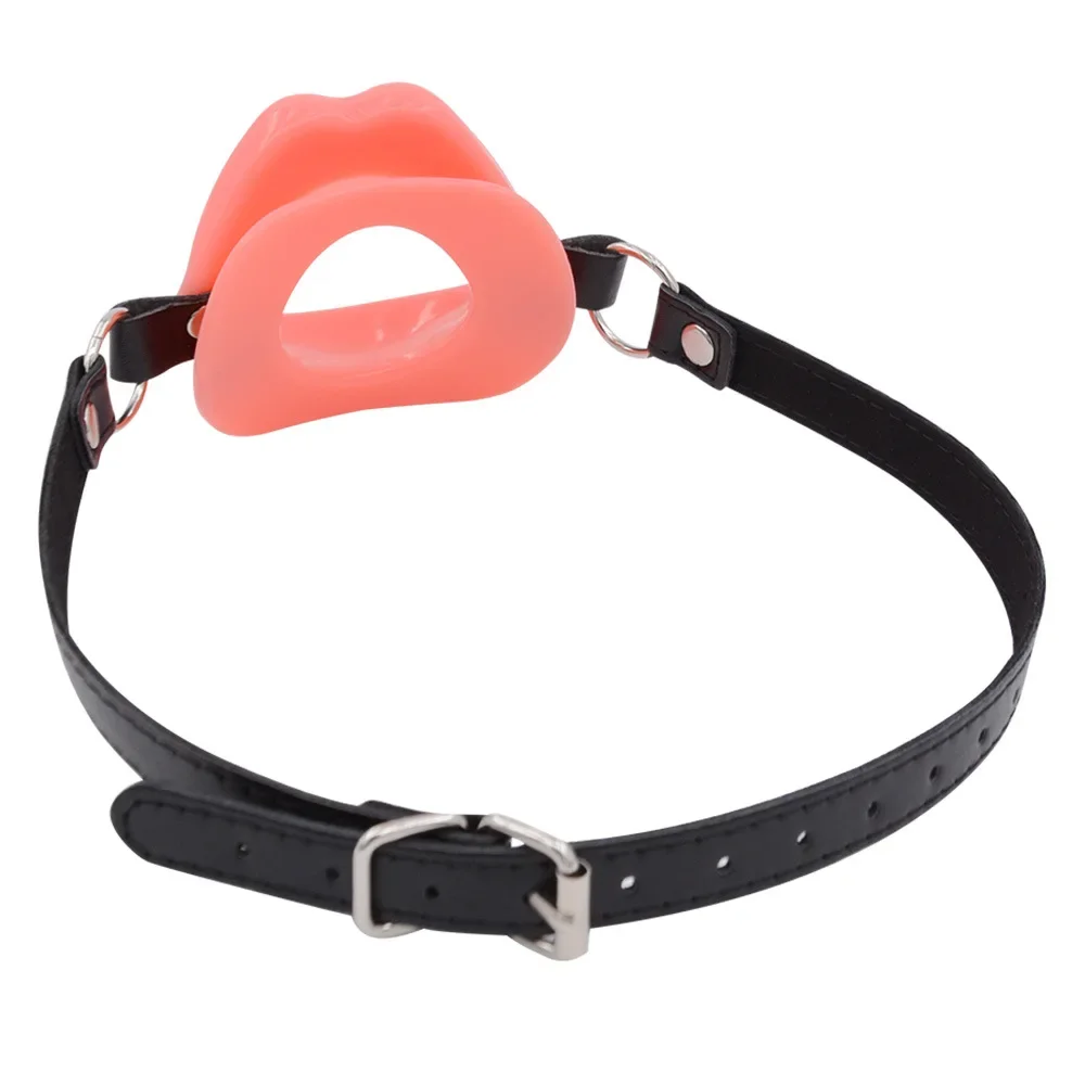 Leather Silicone Mouth Ball Bondage Lips Ring Open Gag Ball Adult Slave Erotic Sex Toys For Couples Toys BDSM Mouth Gag Games