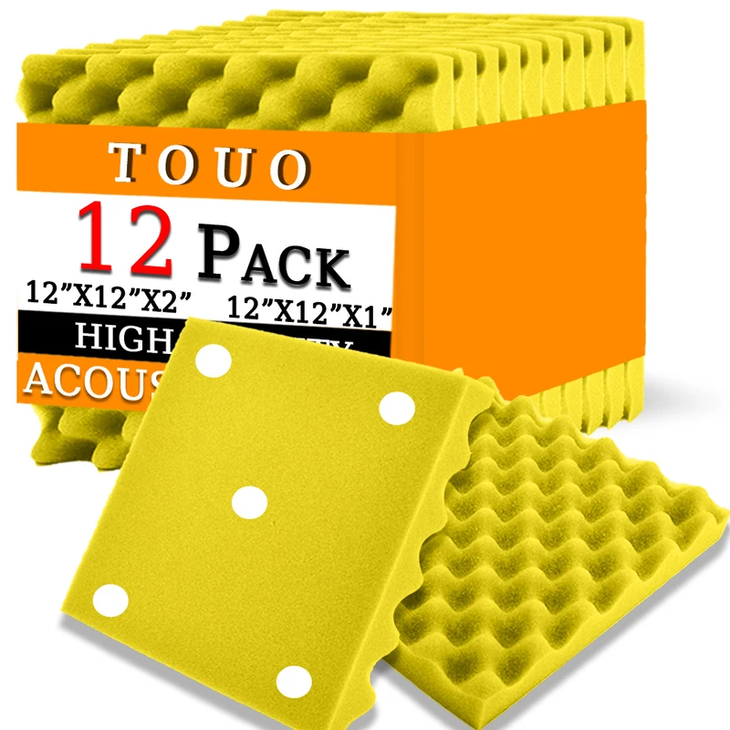 

TOUO Egg Trough Acoustic Foam 12 Pcs Self-Adhesive Sound Foam Panels Insulation Sound Absorbing Material Home Decoration