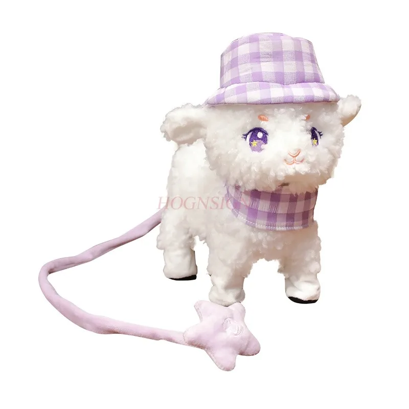 Children's toy dog can walk and bark, plush electric singing and leash, cute lamb pet, baby companion doll