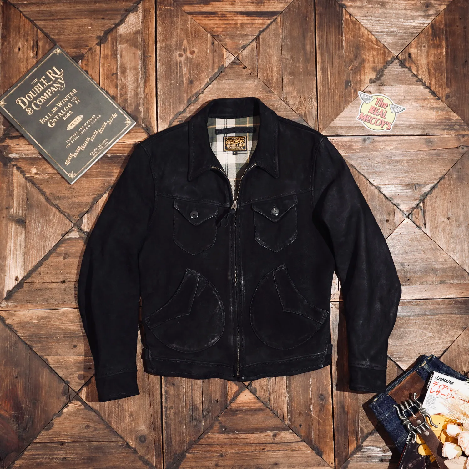 Tailor Brando Heavy Washed Handaged Goatskin Classic Mendoza Short Men's Retro Genuine Leather Jacket