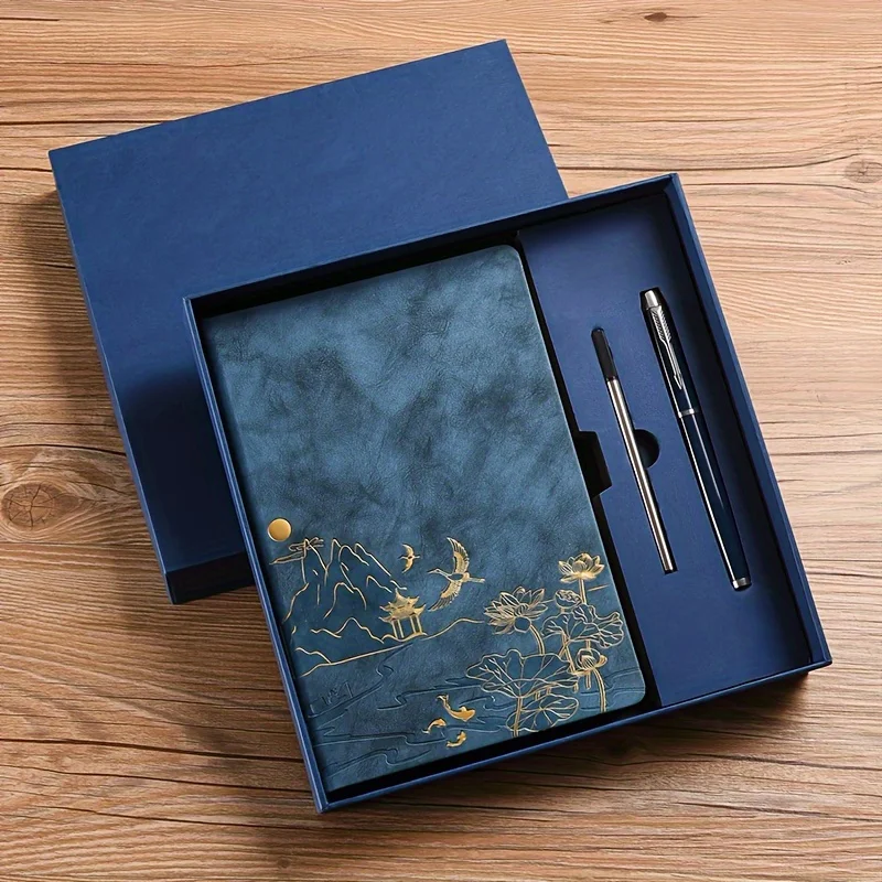 High-end Notebook Set Single Book and Set Selection Skin Feel and Color Changing PU Material Cover A5 Work Notebook Gift Box Set
