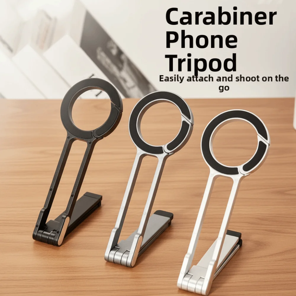 Foldable Phone Tripod Carabiner Adjustable ABS Dual-sided Magnet Tripod Lightweight Portable Magnetic Phone Tripod