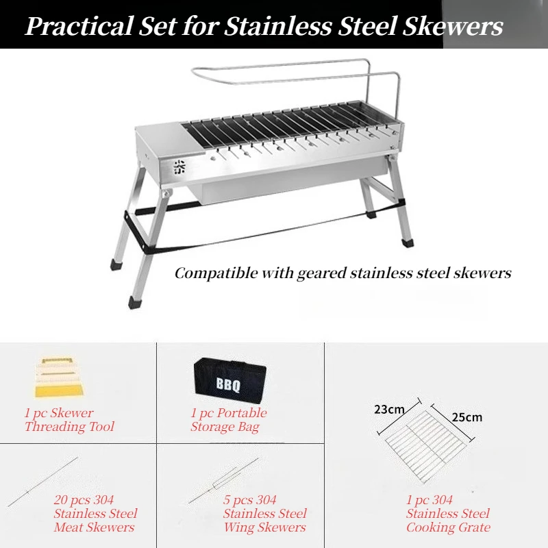Portable Automatic Rotating BBQ Skewer Grill USB Power Bank Powered Stainless Steel Outdoor Charcoal Barbecue Machine view 6