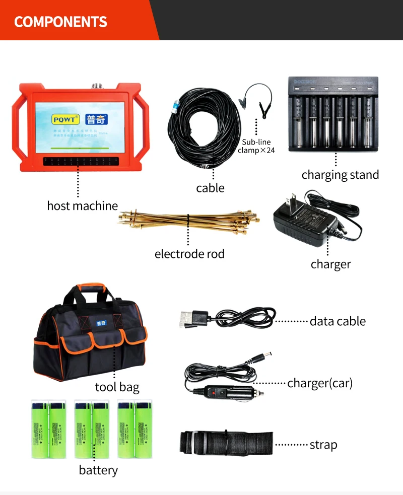 New PQWT-GT500A 100m/150m/300m/500m selectable depth 3D auto analysis long range groundwater detector