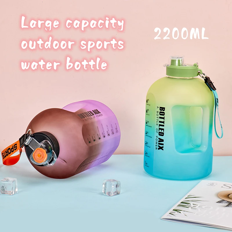 

Outdoor Sports Water Bottle Gallon Flask With Scale Motivational Kettle Gym Fitness Water Bottle