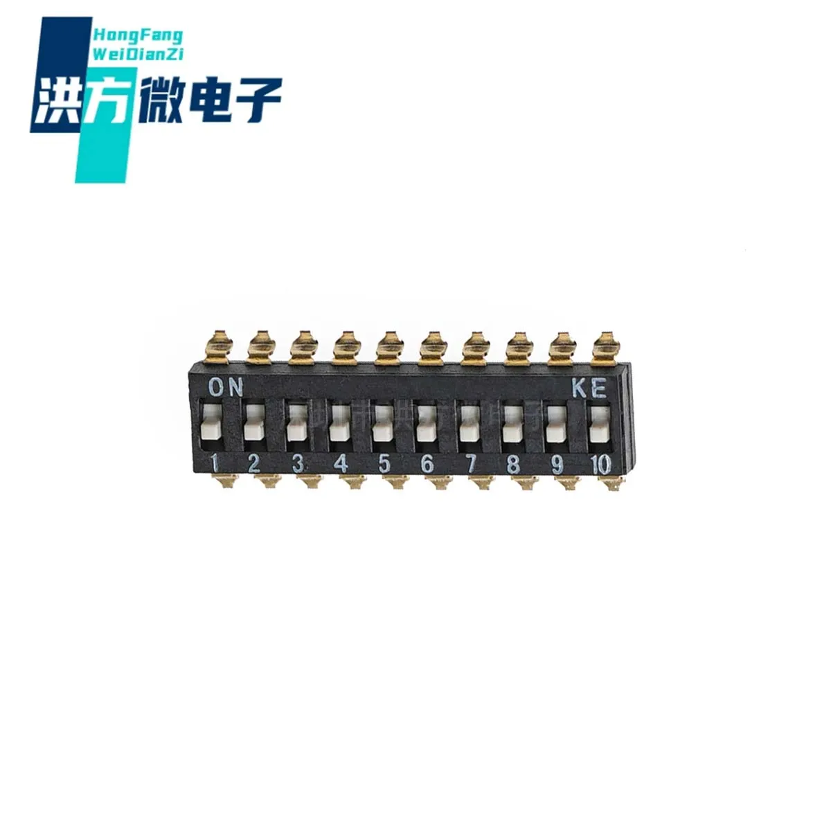 Original Gull Dial Switch, Gaivota Forma Asa, High Stem, chapeamento de ouro, 10-posição Switch, Modelo DSIC10LSGET, 2,54 milímetros Espaçamento, KE,SMD, 5pcs