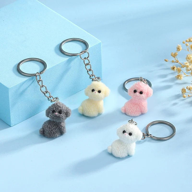 Cartoon Puppy Keychains Cute Dog Pendant Keyring For Women Girls Earphone Case Charm Backpack Decoration Accessories Gifts