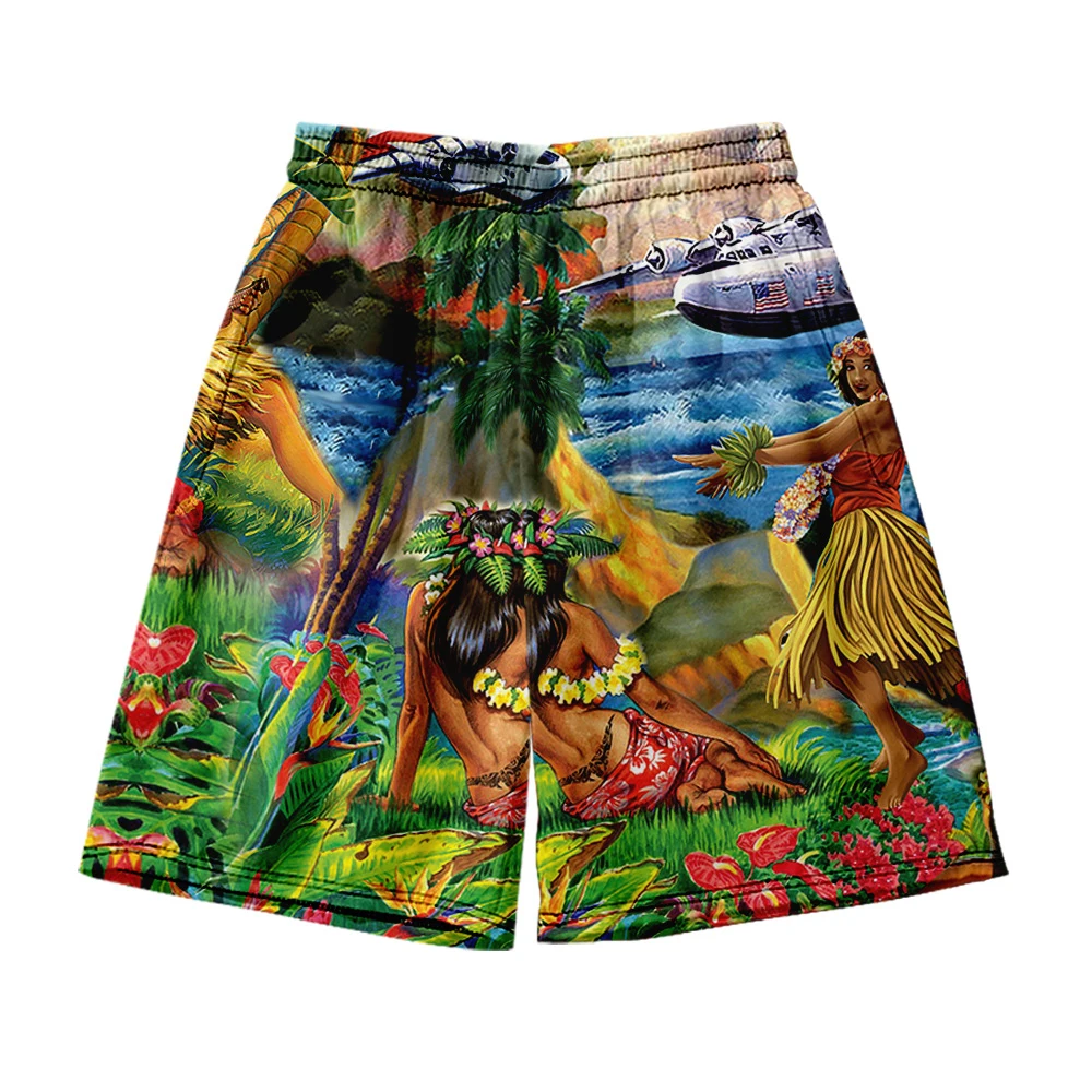 

Hawaiian Beach Shorts Men's and women's clothing 3D digital printing casual shorts Fashion trend couple Pants