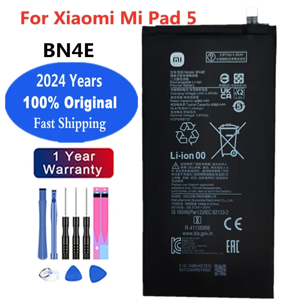 

2024 Years 100% Original Xiao Mi Battery BN4E For XiaoMi Mi Pad5 Pad 5 Tablet 4360mAh Replacement Phone Battery Batteries