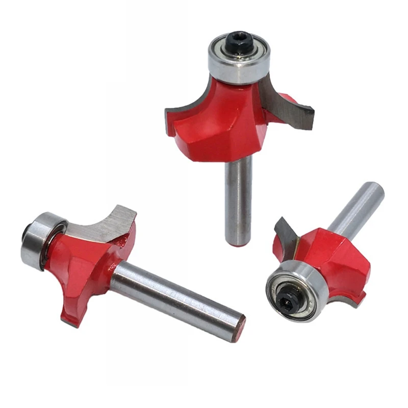 6Mmx25.4Mm-6Mmx41.28Mm Radius Round Drill 1/4 Roundover Router Bit (Four-Corner Cutting)