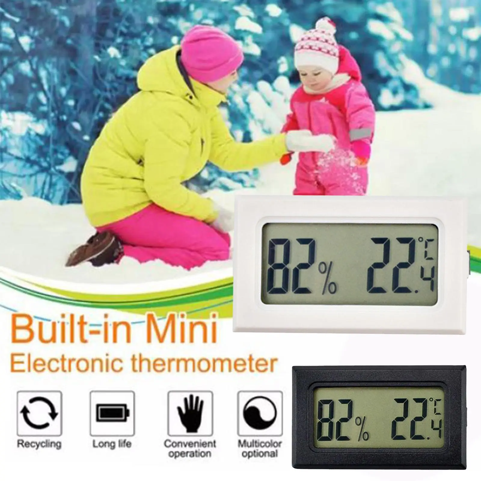 Mini Wireless LCD Digital Thermometer Hygrometer Gauge Humidity Meter Indoor Outdoor Home Thermometer Temperature Sensor