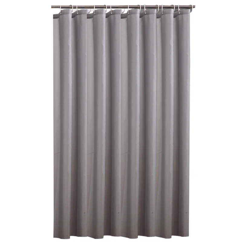 

Gray Shower Curtains Thick Waterproof Fabric Bathroom Curtains Solid Color Bathtub Large Wide Bathing Cover with Hooks Products